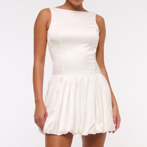 High neck bubble hem mini dress